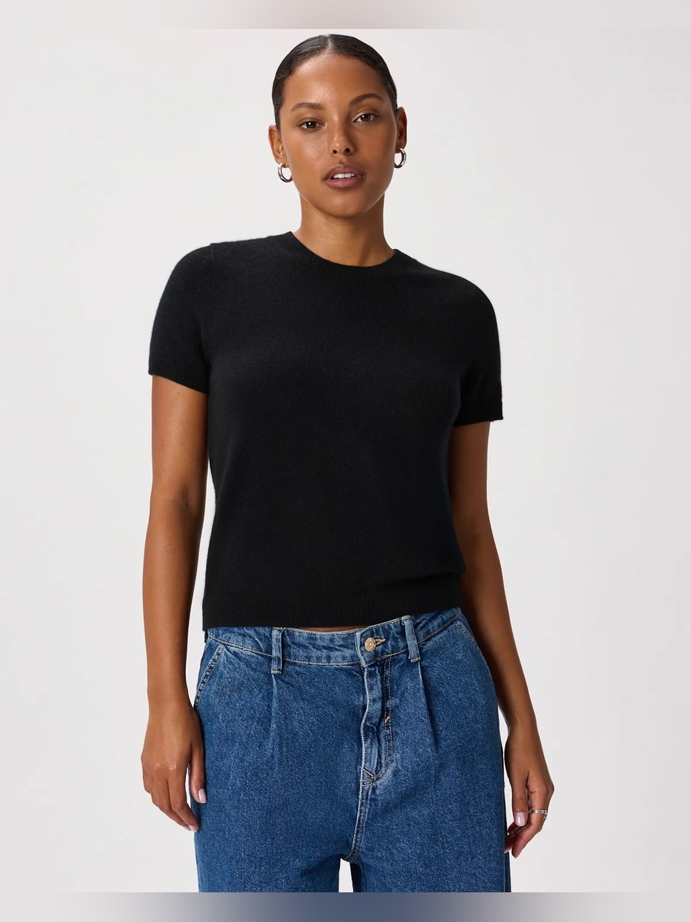 Quince Women Mongolian Cashmere Tee Black Medium